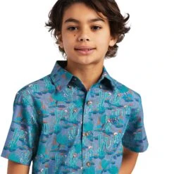 Ariat® Boy's Casual Series Short Sleeve Daxton Mint Shirt 10039519 7 Ariat® Boy's Casual Series Short Sleeve Daxton Mint Shirt 10039519 -Ariat Shoes Shop S22 BYS WEST 10039519 detail01