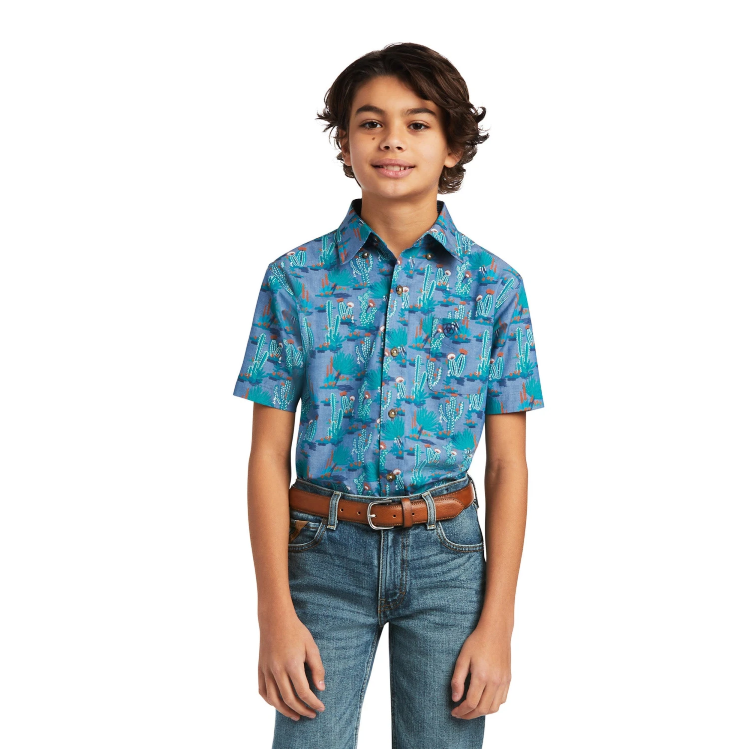 Ariat® Boy's Casual Series Short Sleeve Daxton Mint Shirt 10039519 3 Ariat® Boy's Casual Series Short Sleeve Daxton Mint Shirt 10039519