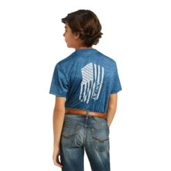 Ariat Boy's Short Sleeve Charger Vertical Flag Skyfall T-shirt 10039582