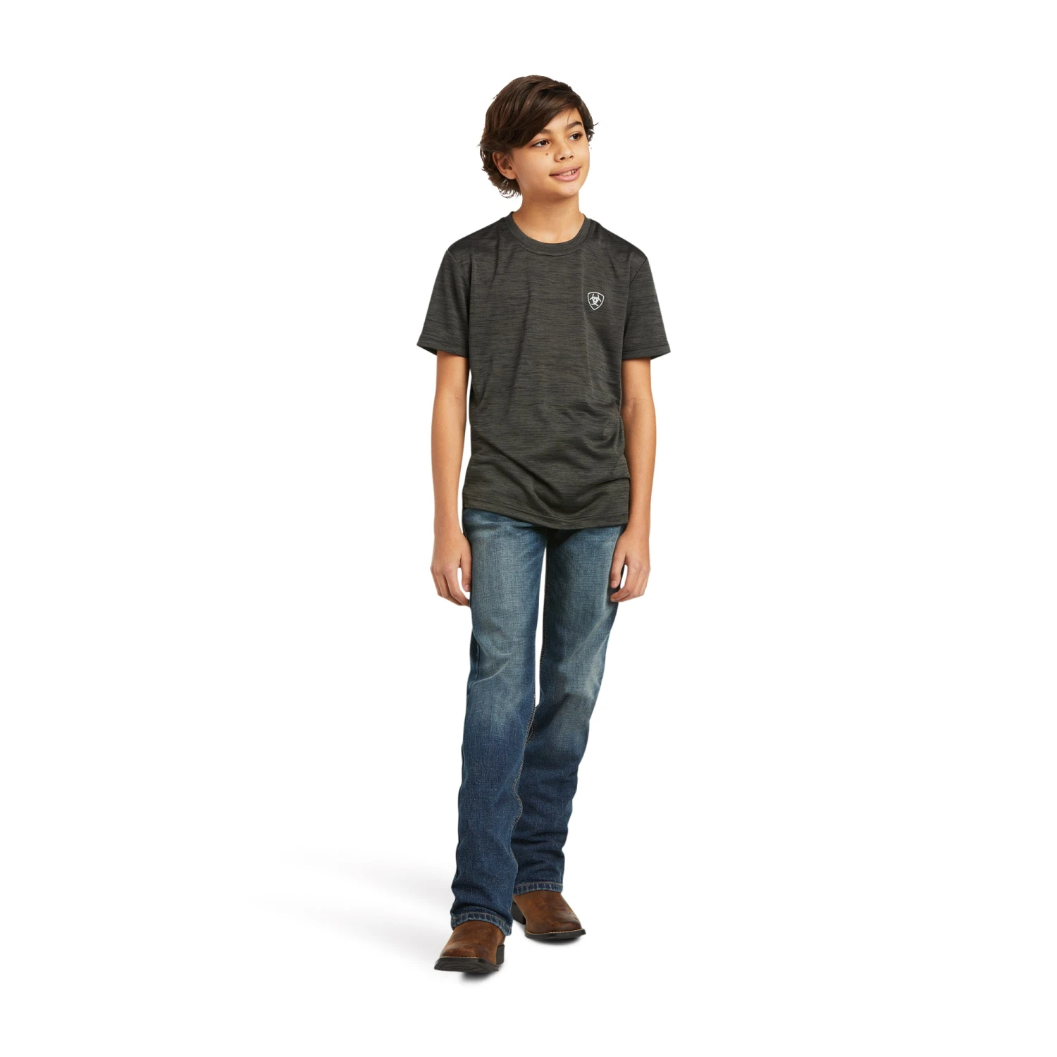 Ariat Boy's Short Sleeve Charcoal Charger Vertical Flag T-Shirt 10039584 5 Ariat Boy's Short Sleeve Charcoal Charger Vertical Flag T-Shirt 10039584 - Image 3