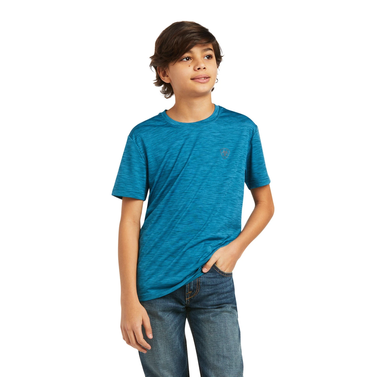 Ariat Boy's Charger Shield Short Sleeve Teal T-Shirt 10039586 4 Ariat Boy's Charger Shield Short Sleeve Teal T-Shirt 10039586 - Image 2