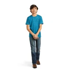 Ariat Boy's Charger Shield Short Sleeve Teal T-Shirt 10039586 7 Ariat Boy's Charger Shield Short Sleeve Teal T-Shirt 10039586 -Ariat Shoes Shop S22 BYS WEST 10039586 full