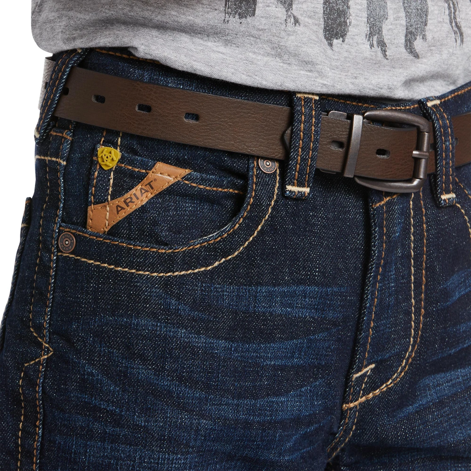 Ariat Boy's B5 Slim Straight Leg Blue Wash Jeans 10039858 5 Ariat Boy's B5 Slim Straight Leg Blue Wash Jeans 10039858 - Image 3