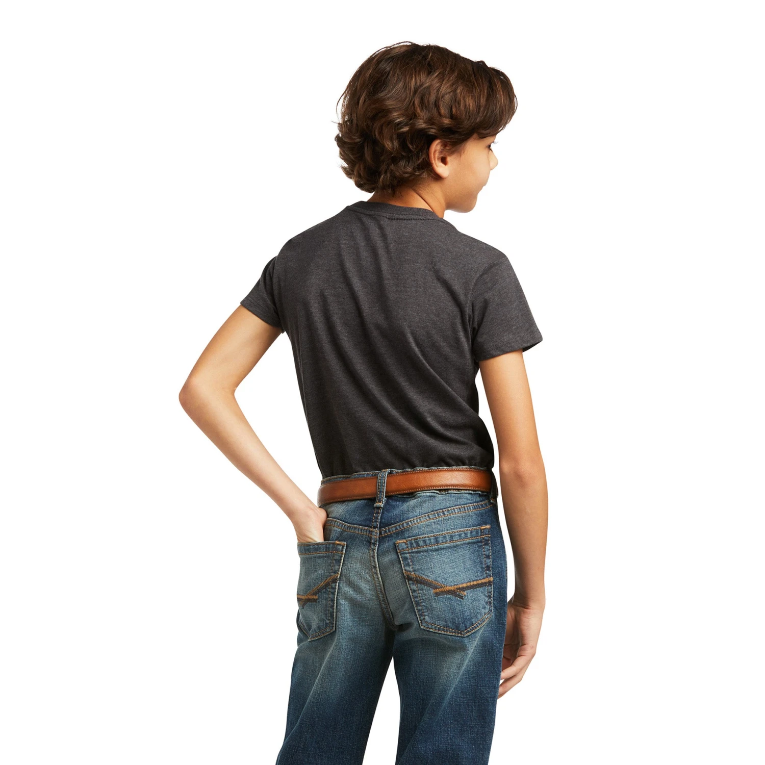 Ariat® Youth Boy's Short Sleeve Bred In The USA Charcoal Tee 10039938 4 Ariat® Youth Boy's Short Sleeve Bred In The USA Charcoal Tee 10039938 - Image 2
