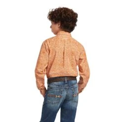 Ariat Boys Braylon Classic Fit Amber Dusk Button Down Shirt 10040731 -Ariat Shoes Shop S22 BYS WEST 10040731 back