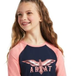 Ariat Girl's REAL Firebird Navy/Peach Blossom T-Shirt 10039501 -Ariat Shoes Shop S22 GLS WEST 10039501 detail01