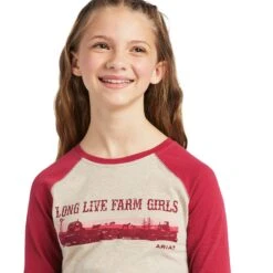 Ariat® Girl's REAL Long Live Oatmeal Heather/Red Bud T-Shirt 10039502 -Ariat Shoes Shop S22 GLS WEST 10039502 detail01 3b2b9be2 2119 4965 93cc 3d53924589e7