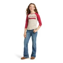 Ariat® Girl's REAL Long Live Oatmeal Heather/Red Bud T-Shirt 10039502 -Ariat Shoes Shop S22 GLS WEST 10039502 full bea0d73e 72b7 460a bcd3 b93c11e730ae