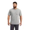 Ariat Men's Rebar Cotton Strong Dog Tags Heather Grey T-shirt 10039148 -Ariat Shoes Shop S22 MNS WORK 10039148 front