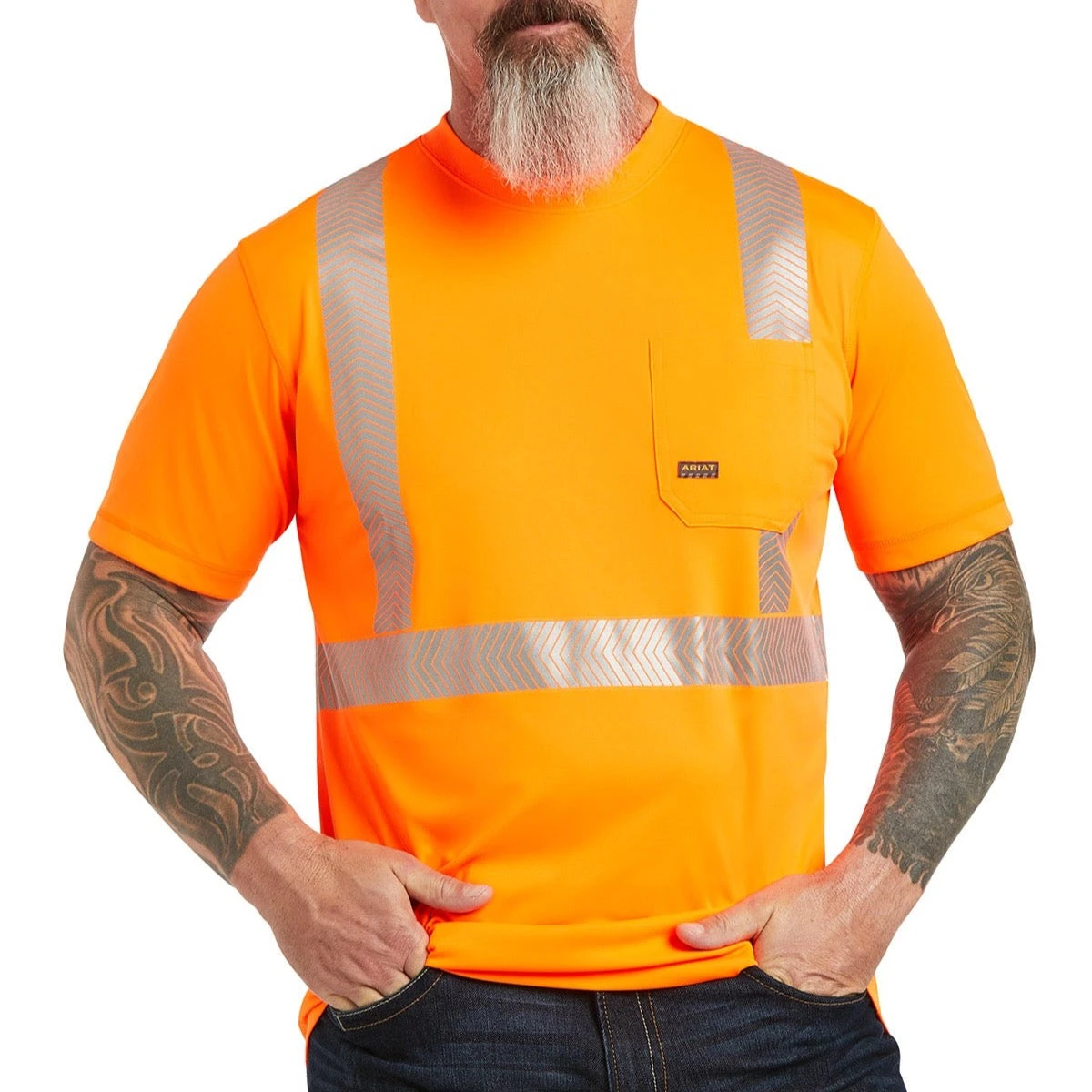 Ariat® Men's Rebar Hi-Vis ANSI Orange Reflective T-Shirt 10039195 3 Ariat® Men's Rebar Hi-Vis ANSI Orange Reflective T-Shirt 10039195