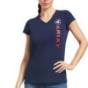 Ariat® Ladies Vertical Logo Navy Short Sleeve T-Shirt 10039227 2 Ariat® Ladies Vertical Logo Navy Short Sleeve T-Shirt 10039227 -Ariat Shoes Shop S22 WMS ENGL 10039227 front