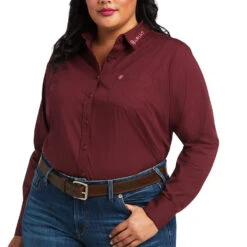 Ariat Ladies Team Kirby Zinfandel Long Sleeve Shirt 10039458 -Ariat Shoes Shop S22 WMS WEST 10039458 detail01 plus