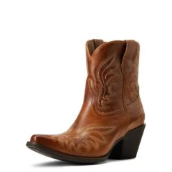 Ariat® Ladies Chandler Western Tangled Tan Snip Toe Booties 10040340 -Ariat Shoes Shop S22 WMS WEST 10040340 3 4 front 1