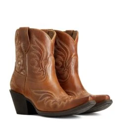 Ariat® Ladies Chandler Western Tangled Tan Snip Toe Booties 10040340 -Ariat Shoes Shop S22 WMS WEST 10040340 pair