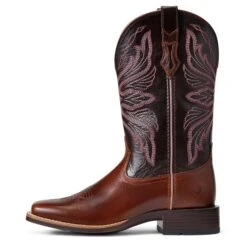 Ariat® Ladies Edgewood Dark Luggage Square Toe Boots 10040350 -Ariat Shoes Shop S22 WMS WEST 10040350 side
