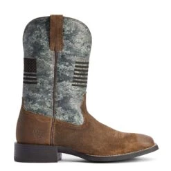 Ariat Men's Sport Flying Proud Taupe & Green Camo Square Toe Boots 10042405 -Ariat Shoes Shop S22 WMS WEST 10040359 side987456123