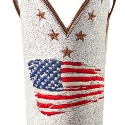 Ariat Ladies Circuit Patriot Crackle White Square Toe Boots 10040400 -Ariat Shoes Shop S22 WMS WEST 10040400 detail01