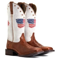 Ariat Ladies Circuit Patriot Crackle White Square Toe Boots 10040400 -Ariat Shoes Shop S22 WMS WEST 10040400 pair