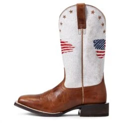Ariat Ladies Circuit Patriot Crackle White Square Toe Boots 10040400 -Ariat Shoes Shop S22 WMS WEST 10040400 side