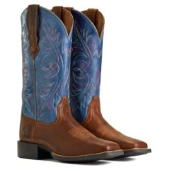 Ariat® Ladies Round Up Sassy Brown Wide Square Toe Boots 10040422 17 Ariat® Ladies Round Up Sassy Brown Wide Square Toe Boots 10040422 -Ariat Shoes Shop S22 WMS WEST 10040422 pair