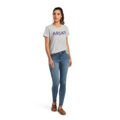 Ariat Women's REAL™ Tribal Lore Relaxed Grey T-Shirt 10040535 -Ariat Shoes Shop S22 WMS WEST 10040535 full