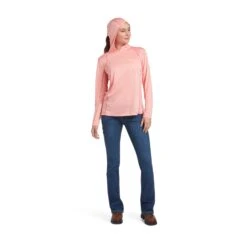 Ariat® Ladies Rebar Evolution Summer Melon Hooded Sun T-Shirt 10039139 -Ariat Shoes Shop S22 WMS WORK 10039139 full