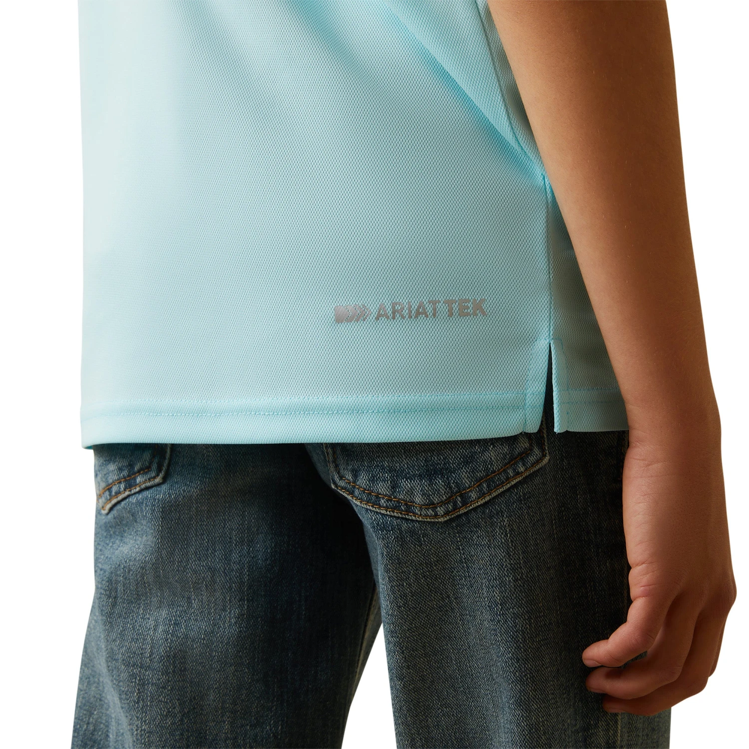 Ariat® Youth Boy's Tek Tanger Turquoise Polo Shirt 10043465 6 Ariat® Youth Boy's Tek Tanger Turquoise Polo Shirt 10043465 - Image 4