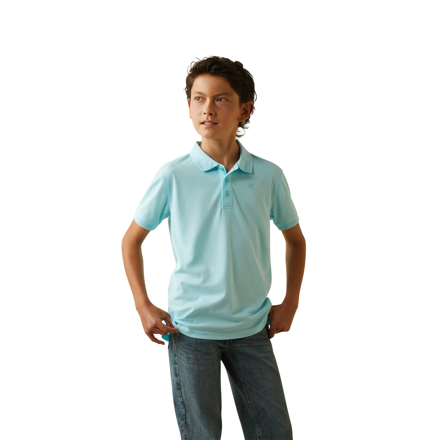 Ariat® Youth Boy's Tek Tanger Turquoise Polo Shirt 10043465 3 Ariat® Youth Boy's Tek Tanger Turquoise Polo Shirt 10043465