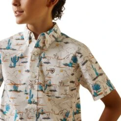 Ariat® Youth Boy's Krish White Desert Scene Button Down Shirt 10043721 -Ariat Shoes Shop S23 BYS WEST 10043721 detail02