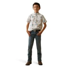 Ariat® Youth Boy's Krish White Desert Scene Button Down Shirt 10043721 -Ariat Shoes Shop S23 BYS WEST 10043721 full