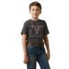 Ariat® Youth Boy's Barbed Wire Steer Charcoal Heather T-Shirt 10044750 -Ariat Shoes Shop S23 BYS WEST 10044750 front