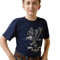 Ariat® Youth Boy's Fighting Eagle Navy Graphic T-Shirt 10044752 -Ariat Shoes Shop S23 BYS WEST 10044752 detail01