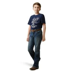 Ariat® Youth Boy's Fighting Eagle Navy Graphic T-Shirt 10044752 -Ariat Shoes Shop S23 BYS WEST 10044752 full