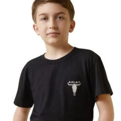 Ariat® Youth Boy's Steer Skull American Flag Black T-Shirt 10044753 -Ariat Shoes Shop S23 BYS WEST 10044753 detail01