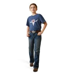Ariat® Youth Boy's Rodeo Skull Graphic Navy Heather T-Shirt 10045293 -Ariat Shoes Shop S23 BYS WEST 10045293 full