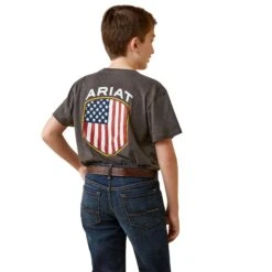 Ariat® Youth Boy's Charcoal Heather Patriot Badge T-Shirt 10045315