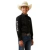 Ariat® Youth Boy's Team Logo Twill Classic Fit Black Shirt 10045426 -Ariat Shoes Shop S23 BYS WEST 10045426 front