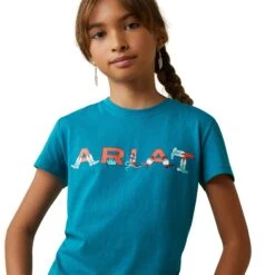 Ariat® Youth Girl's R.E.A.L™ Boot Kickin' Teal T-Shirt 10043629 -Ariat Shoes Shop S23 GLS WEST 10043629 detail01