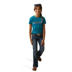 Ariat® Youth Girl's R.E.A.L™ Boot Kickin' Teal T-Shirt 10043629 -Ariat Shoes Shop S23 GLS WEST 10043629 full