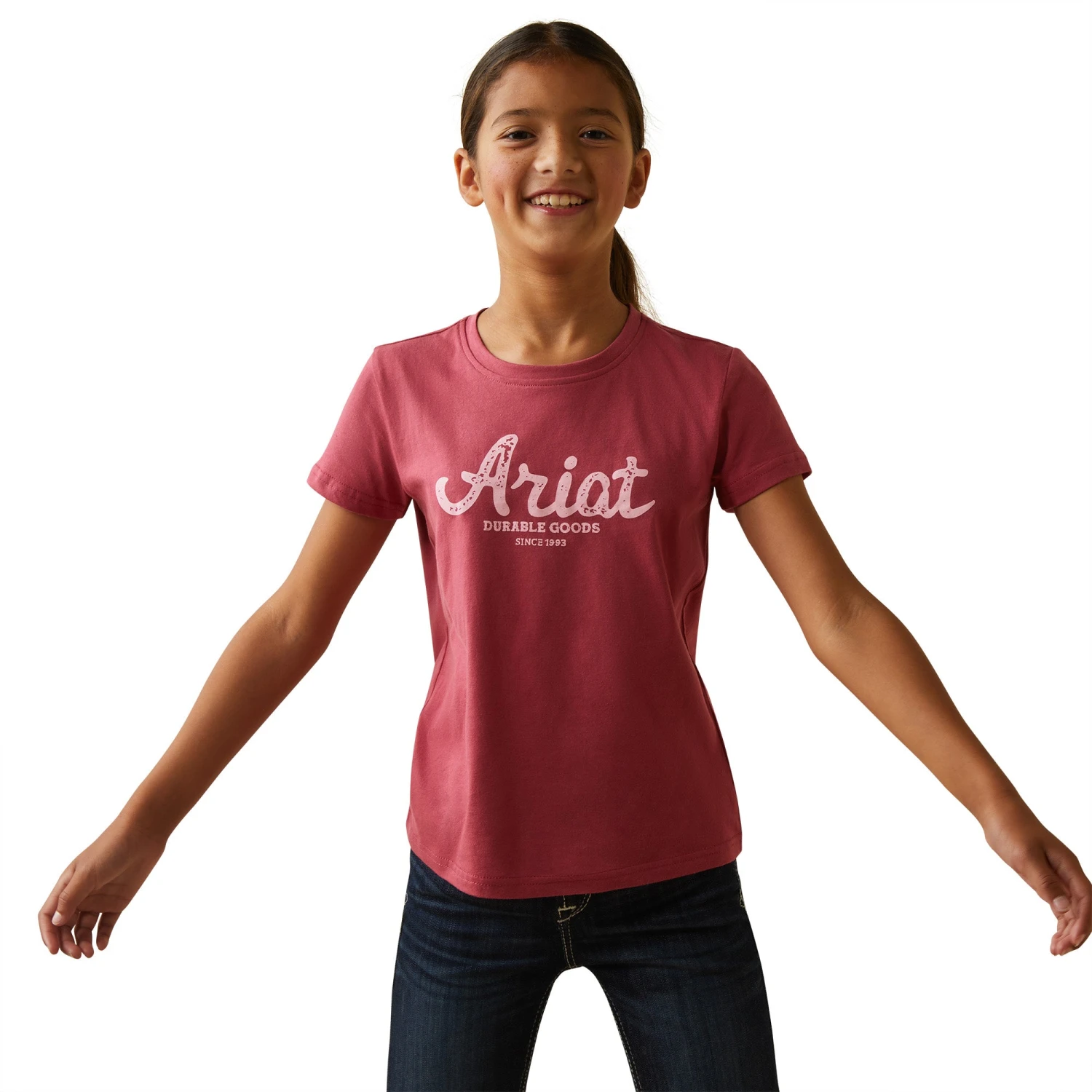 Ariat® Youth Girl's Durable Goods Earth Red Graphic T-Shirt 10043819 3 Ariat® Youth Girl's Durable Goods Earth Red Graphic T-Shirt 10043819