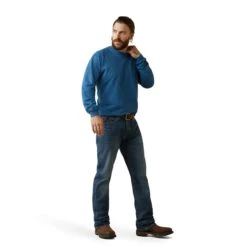 Ariat® Men's FR Air Crew Key Largo Heather Blue Work Shirt 10043469 -Ariat Shoes Shop S23 MNS WORK 10043469 full