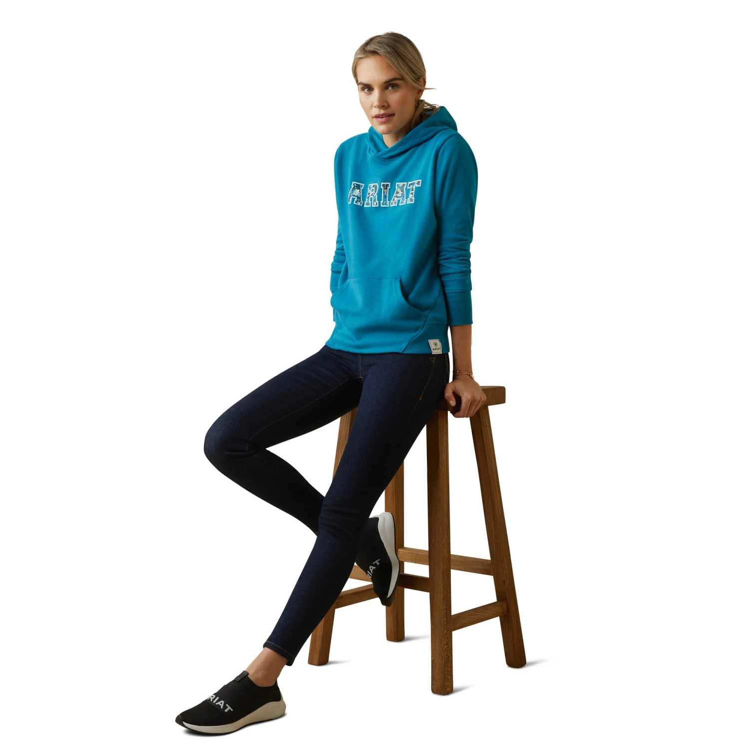 Ariat® Ladies 3D Logo 2.0 Mosaic Blue Hoodie 10043321 6 Ariat® Ladies 3D Logo 2.0 Mosaic Blue Hoodie 10043321 - Image 4