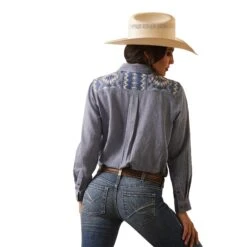 Ariat® Ladies R.E.A.L Billie Jean Embroidered Chambray Shirt 10043451 -Ariat Shoes Shop S23 WMS WEST 10043451 back