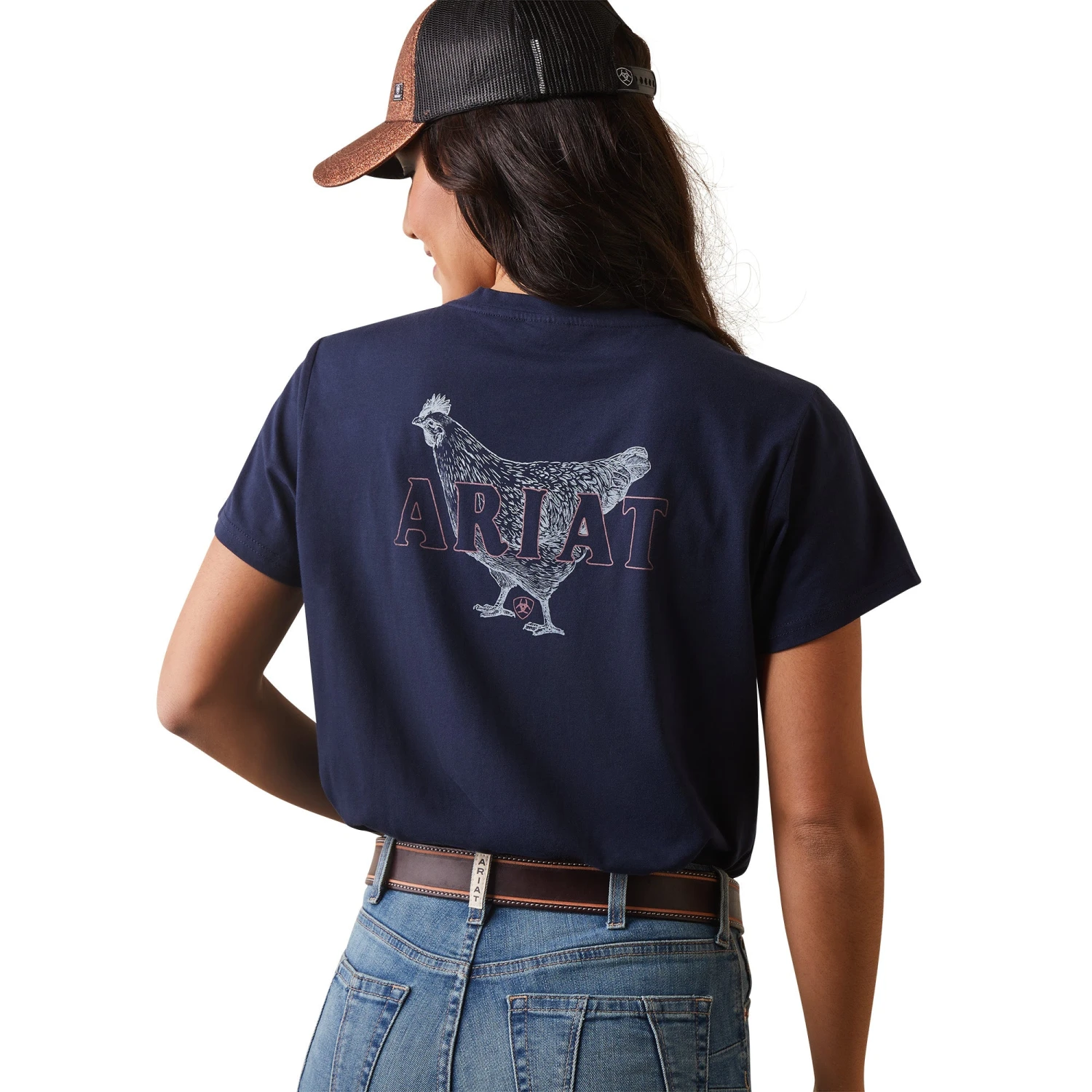Ariat® Ladies R.E.A.L Mama Hen Navy Eclipse T-Shirt 10043758 5 Ariat® Ladies R.E.A.L Mama Hen Navy Eclipse T-Shirt 10043758 - Image 3