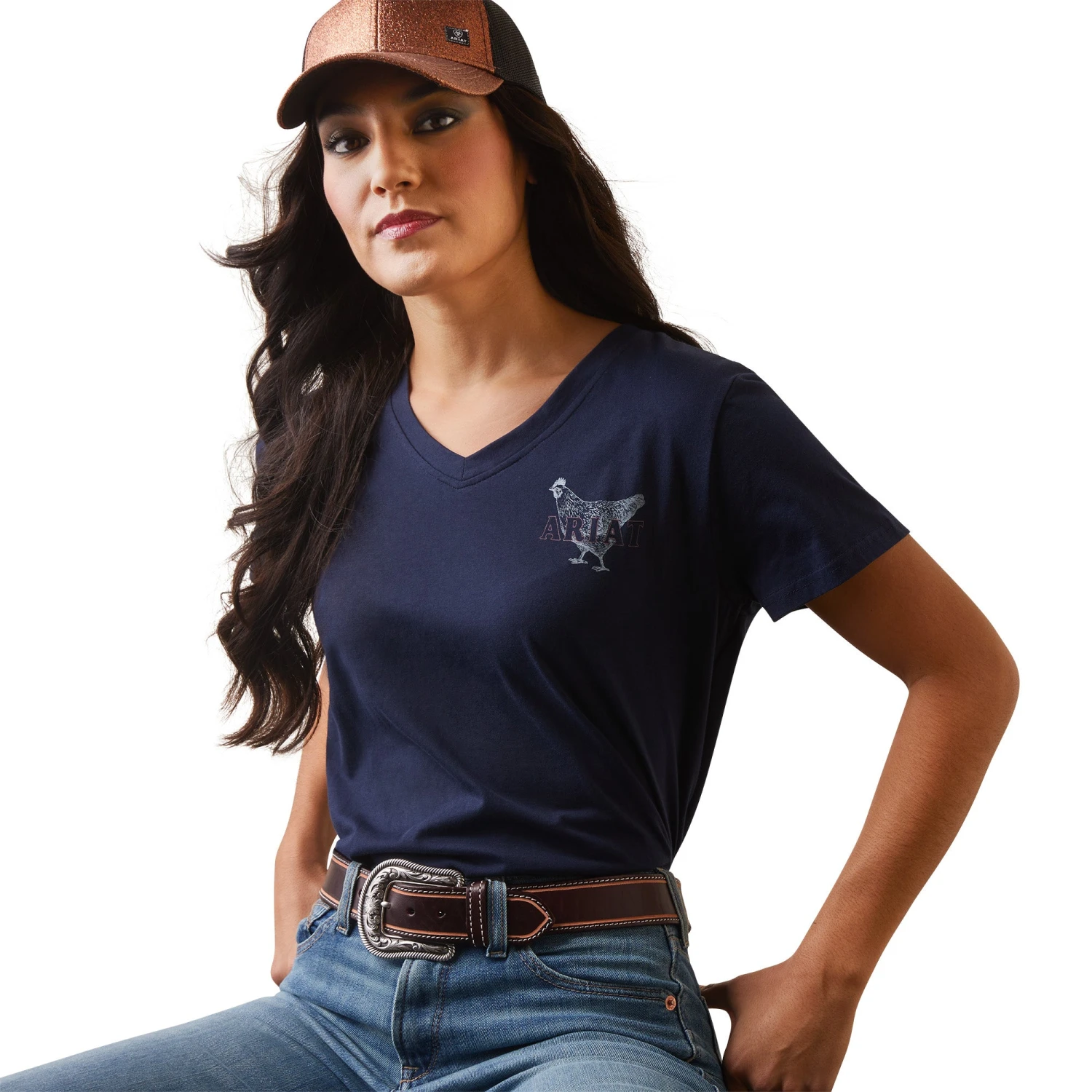 Ariat® Ladies R.E.A.L Mama Hen Navy Eclipse T-Shirt 10043758 3 Ariat® Ladies R.E.A.L Mama Hen Navy Eclipse T-Shirt 10043758