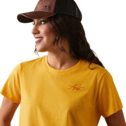 Ariat® Ladies R.E.A.L.™ Cool Cow Yolk Yellow T-Shirt 10043812 -Ariat Shoes Shop S23 WMS WEST 10043812 detail01