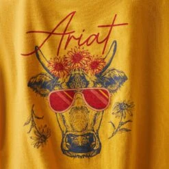 Ariat® Ladies R.E.A.L.™ Cool Cow Yolk Yellow T-Shirt 10043812 -Ariat Shoes Shop S23 WMS WEST 10043812 detail02