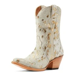 Ariat® Ladies Bandida White Metallic Hair On Western Boots 10044392 11 Ariat® Ladies Bandida White Metallic Hair On Western Boots 10044392 -Ariat Shoes Shop S23 WMS WEST 10044392 3 4 front