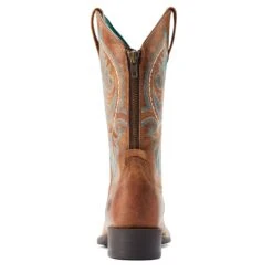 Ariat® Ladies Round Up Back Zip Desert Sand Tan Western Boots 10044432 -Ariat Shoes Shop S23 WMS WEST 10044432 heel