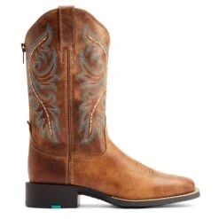 Ariat® Ladies Round Up Back Zip Desert Sand Tan Western Boots 10044432 -Ariat Shoes Shop S23 WMS WEST 10044432 side11